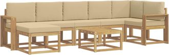 vidaXL Conjunto De Sof&aacute;s De Exterior 8 Uds. Y Beige Poli&eacute;ster Vidaxl