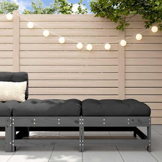 vidaXL Taburetes De Jard&iacute;n Con Cojines 2 Uds Madera Maciza Pino Gris Vidaxl