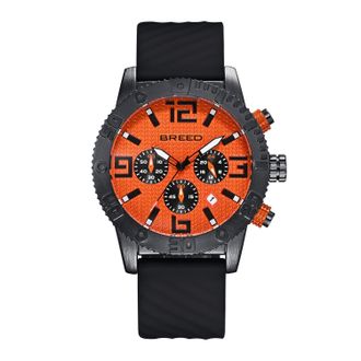 Breed Mens Double Agent Chronograph Watch with Date - Orange Stainless Steel - One Size