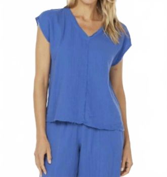 Mod-o-doc Mix Media Top In Blue