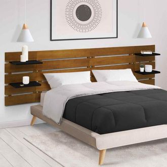IDMarket Idmarket - Testata nina 240 cm con 5 doghe larghe, legno invecchiato e ripiani neri