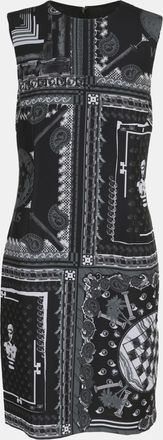 Versace Versus Versace Black/grey Printed Satin Sleeveless Midi Dress