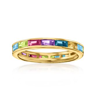 Ross-Simons Multi-Gemstone Baguette Eternity Band in 18kt Gold Over Sterling