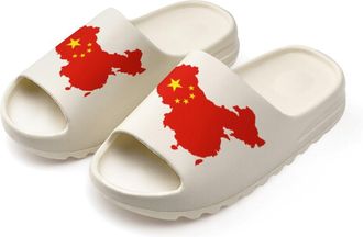 Generic China Flag Map Slides for Women Men Soft Thick Bottom Coconut Slippers Sandals for Bathroom Beach