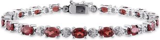Mimi & Max 9 7/8 CT TGW Garnet and Diamond Bracelet in Sterling Silver