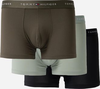 Tommy Hilfiger Mens Tommy Hilfiger 3-Pack DTM Waistband Mens Trunks - Black/Mint/Army - Size: 37/36/32