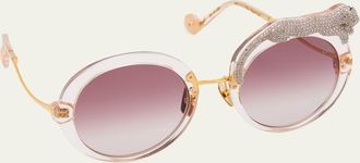 Anna-Karin Karlsson Rose et la Roue Round Mixed-Media Sunglasses