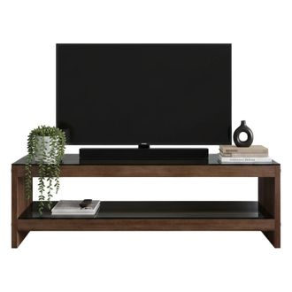 Dmora Dmora - Mueble De Televisi&oacute;n Mirabel, Aparador De Sal&oacute;n, Mueble Bajo Para Tv, Base De Pared Equipada, 140x40h45 Cm, Nuez, Con Embalaje Reforzado