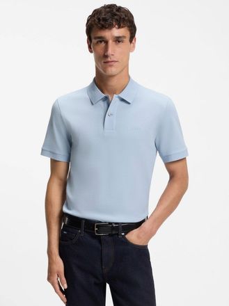 HUGO BOSS Lichtblauw pique poloshirt Boss Black Pallas korte mouwen