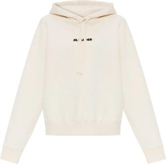 Jil Sander Hoodie met logo - Dames - Hoodies - Beige - XS - Katoen - Hoodies & sweatvesten