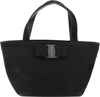 Ferragamo Vala Handbag Suede Black Suede Handbag (Pre-Owned)
