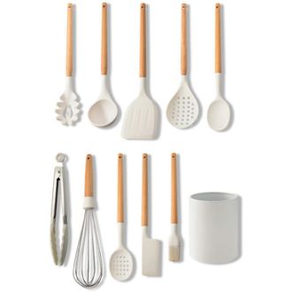 OEM Juego De 10 Utensilios De Cocina, Juego De Cubiertos De Cocina, Mango De Madera, Resistente Al Calor, Saludable Y Antiadherente, Apto Para Lavavajilla