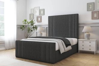 Comfort Beds The Foxy Dumfries Bed Frame - 50 Upholstered Headboard in Dark Grey | Size: Super King