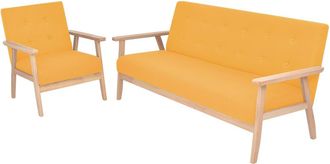 vidaXL Juego De Sof&aacute;s De Tela De 2 Piezas Color Amarillo Vidaxl