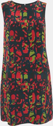 M Missoni Red Printed Silk Shift Mini Dress