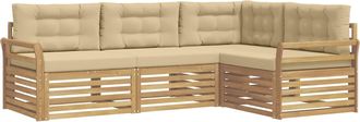 vidaXL Conjunto De Sof&aacute;s De Exterior 4 Uds. Y Beige Poli&eacute;ster Vidaxl