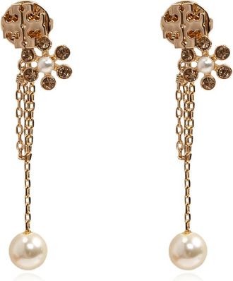 Tory Burch Oorbellen met logo - Dames - Oorbellen - Geel - ONE Size - Accessoires