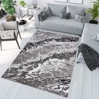 Paco Home Teppich Wohnzimmer Schlafzimmer Kurzflor Boho Skandi Raute 3D Grau Anthrazit 67690751