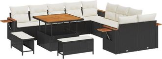 vidaXL Garden Sofa Set with Cushion 13 pcs Black Poly rattan Vidaxl