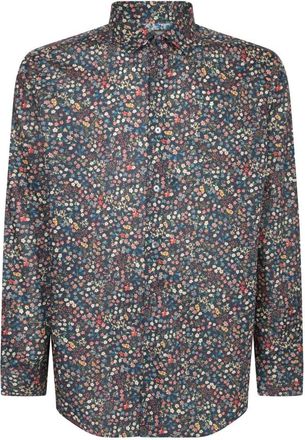 Paul Smith Floral-Print Katoenen Overhemd - Heren - Casual Overhemden - Blauw - S - Katoen - Overhemden
