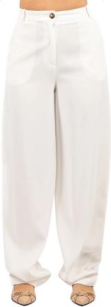 Elisabetta Franchi Lichte Cr&ecirc;pe Broek - Dames - Wijde Broeken - Beige - S - Polyester - Broeken