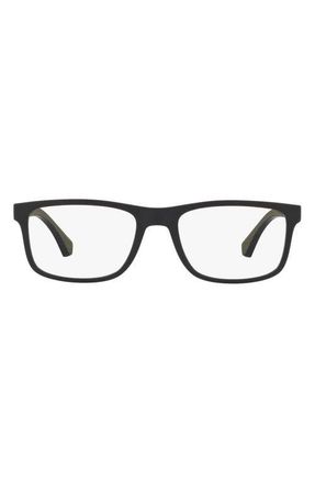 Emporio Armani 55mm Rectangular Optical Glasses in Matte Black - 55Mm at Nordstrom