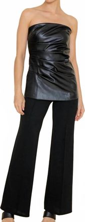 FORE COLLECTION Vegan Leather Bandaeu Top In Black