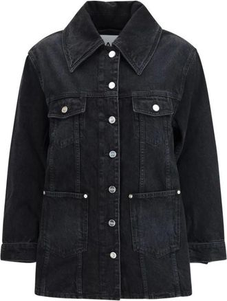 Ganni Dames, Jassen, Zwart, Maat: 2Xs/Xs Denim