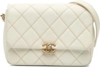 Chanel Pre-owned Vintage Flap Shoulder Bag - Dames - Vintage Schoudertas - Wit - ONE Size - Leer - Vintage