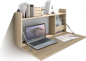 HERDASA Mesa Estudio Para Colgar Mod-murillo Acabado Roble/blanco, 15/46 X 80 X 42 Cm (fondo X Ancho X Alto)