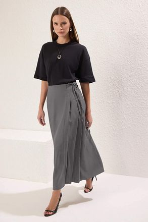 Trendyol Modest Dames Grijs Effen Maxi A-lijn A-lijn Modest Rokken