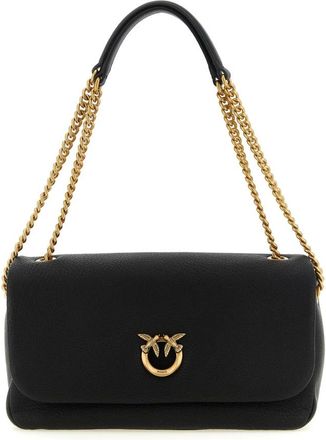Pinko Bolso de hombro de piel Love Birds con correa de cadena - Bags - Mujer - Negro - ONE SIZE