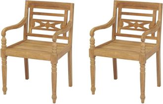 vidaXL Batavia Chairs 2 pcs Solid Teak Wood vidaXL