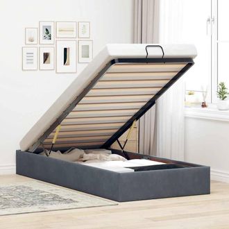 Berkfield Home Ottoman Bed Frame No Mattress Dark Grey Single Velvet