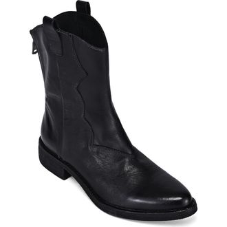 OLD TREND Vintage Genuine Leather Western Inspired Mid Shaft Boot in Black at Nordstrom, Size 7.5