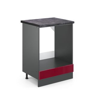 Vicco Armario Para Horno Empotrado R-line, Rojo Burdeos Alto Brillo, 60 Cm, Et Antracita Vicco