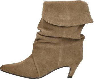 Shoecolate Enkellaarsjes Hak - Dames - Laarzen met Hak - Beige - 40 EU - Schoenen