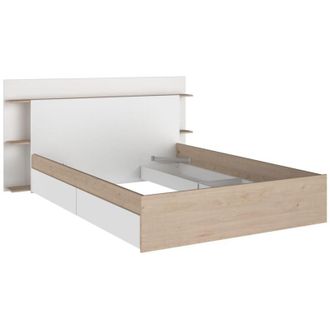 Vente-Unique Vente-unique - Letto 140 x 190/200 cm con 4 cassetti Naturale e Bianco - tilonide