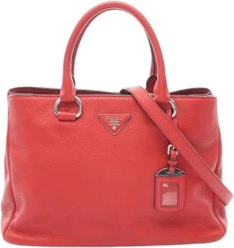 Prada Pre-owned Handbags, female, Red, Size: ONE SIZE Pre-owned Leather Handbag