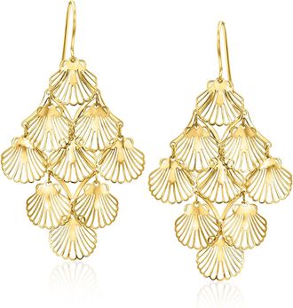 Ross-Simons Italian 10kt Yellow Gold Seashell Chandelier Earrings