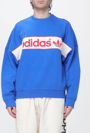 adidas Felpa girocollo in misto cotone con logo a contrasto e spalle cadute