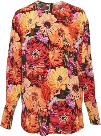 Stella McCartney Blusa in seta a fiori - Rosso