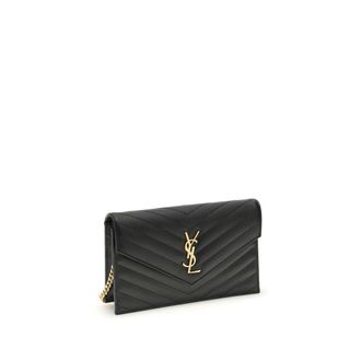 Saint Laurent Womens Black Calf Leather Bos Taurus Shoulder Bag Accessory