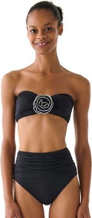 Kate Spade New York Contrast Rosette Solids Bandeau Bra Top in Black at Nordstrom, Size X-Large
