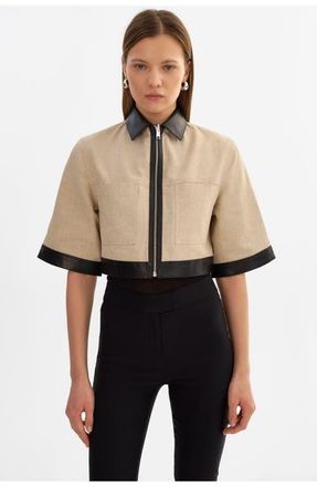 LaMarque Caprice | Short Sleeve Jacket in Black/beige at Nordstrom, Size Xx-Small