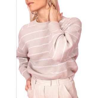 Brunello Cucinelli Light Beige Striped Sweater, Size XXS