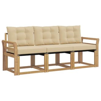 vidaXL Conjunto De Sof&aacute;s De Exterior Con Coj&iacute;n 3 Pcs Y Beige Vidaxl