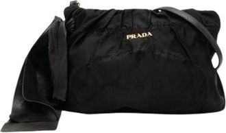 Prada Pre-owned Nylon Bow Crossbody Bag - Dames - Vintage Schoudertas - Zwart - ONE Size - Nylon - Vintage