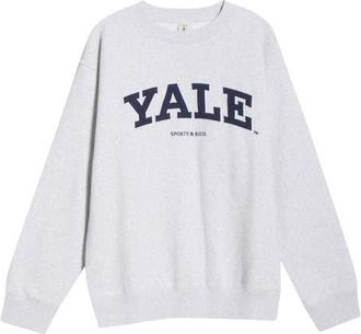 Sporty & Rich Gender Inclusive Yale Embroidered Crewneck Sweatshirt in Heather Gray at Nordstrom, Size X-Small
