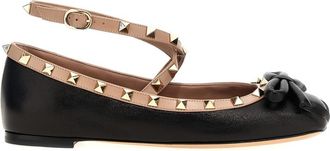 Valentino Garavani Black Rockstud Ballet Flats